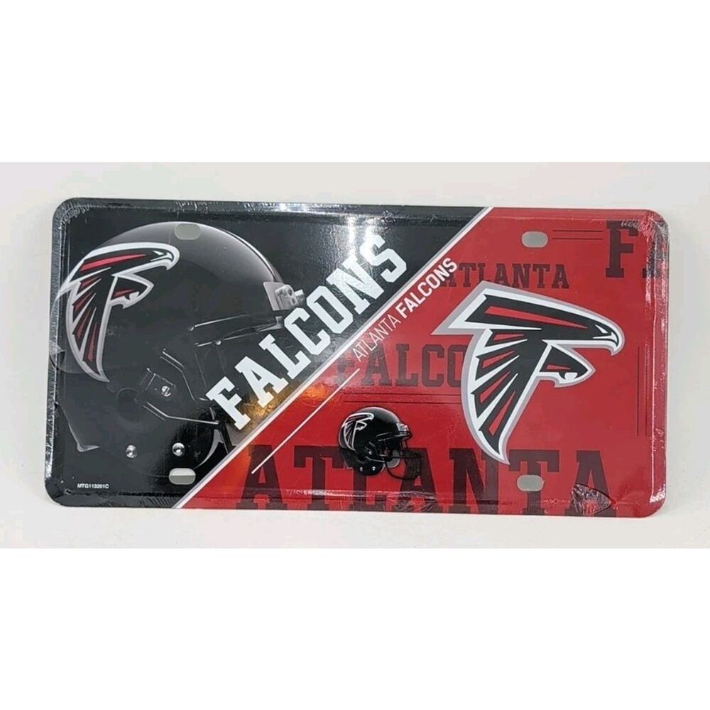 ATLANTA FALCONS NFL "Split Design" Metal License Plate Auto Car Tag